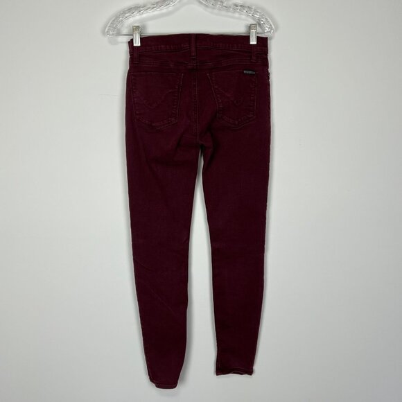 Hudson Womens Krista Super Skinny Jeans Burgundy Red Stretchy Mid Rise size 27 - Picture 6 of 12